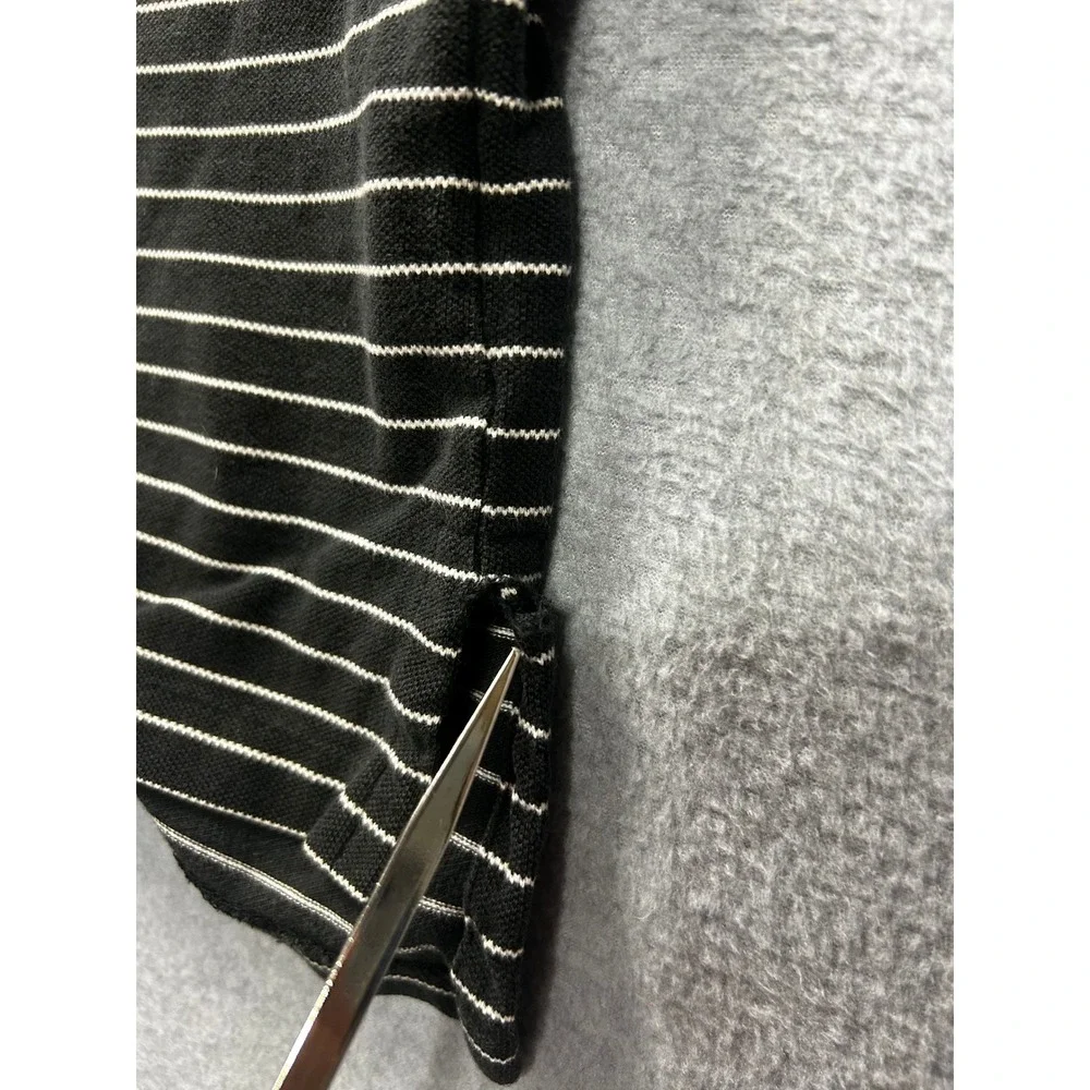 Polo Ralph Lauren Mens XL Black White Striped‎ Polo Shirt Short Sleeve Pique